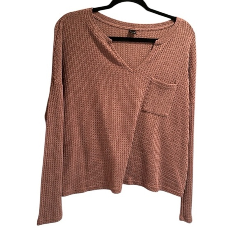 Women’s SHEIN pink waffle weave long sleeved shirt Size XL